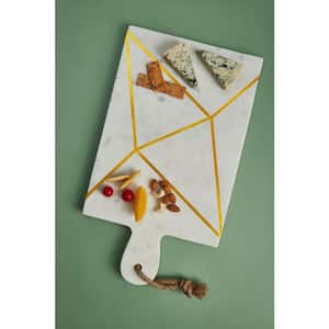 18 in. Badaj oz. White with Gold Inlay Marble Cheese Board