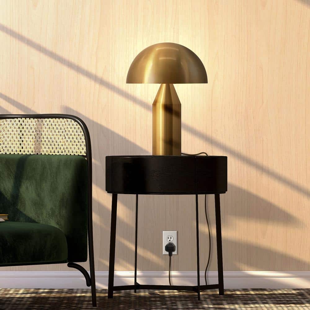 Antique Brass 15" Modern Mushroom LED Table Lamp