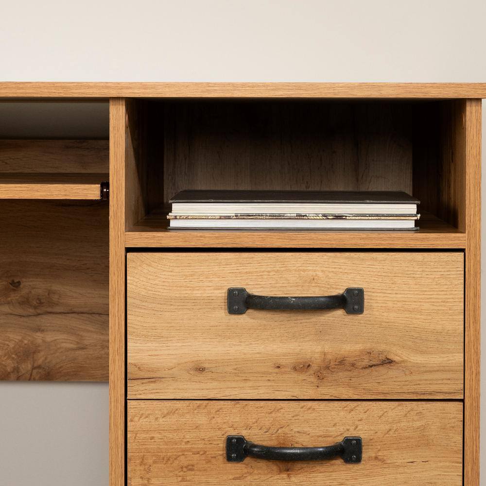 Nordik Oak Computer Desk with Drawer and Keyboard Tray