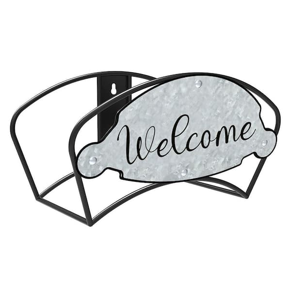 125 ft. Black Steel Galvanized Welcome Hose Hanger Garden Hose Reel