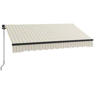 Beige and White 8 ft. x 6.5 ft. Sun Shade Shelter with Manual Crank Handle