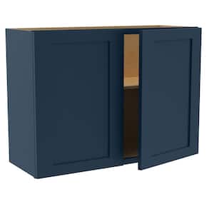Newport Blue Painted Plywood Shaker Assembled Wall Kitchen Cabinet Soft Close 33 W in. x 12 D in. x 24 in. H