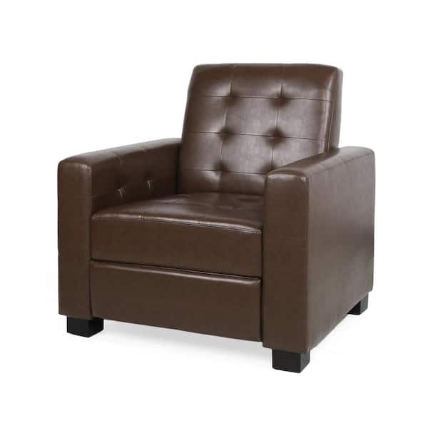 Noble House Cossitt Dark Brown Faux Leather Push Back Recliner
