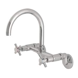 Modern Adjustable Center 2-Handle Wall-Mount Standard Kitchen Faucet in Chrome