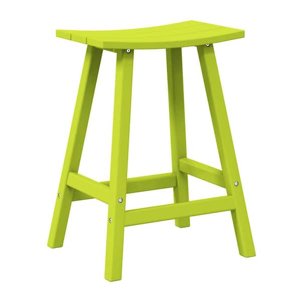 WESTIN OUTDOOR Franklin Lime Green 24 in. Poly HDPE Fade Resistant Outdoor Patio Saddle Seat Counter Height Bar Stool