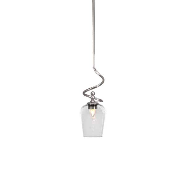 Unbranded Royale 100 W 1-Light Brushed Nickel Standard Mini Pendant Light with Glass Shade