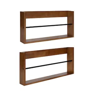 Corinna 4 in. x 24 in. x 12 in. Brown Wood Floating Decorative Wall Shelf Without Brackets