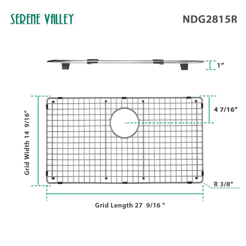 27.56" x 14.57" Stainless Steel Sink Grid with Rear Drain