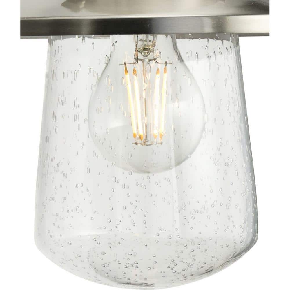 Tremont 9" Stainless Steel Outdoor Semi-Flush Mount Light with Seeded Glass