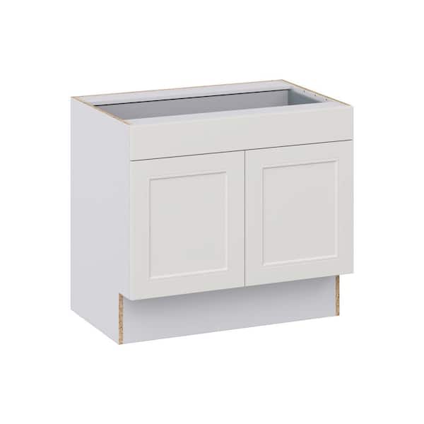 J COLLECTION Alton Painted White Recessed Assembled 36 in. W x 32.5 in. H x 23.75 in. D Accessible ADA 1 Drawer Base Kitchen Cabinet