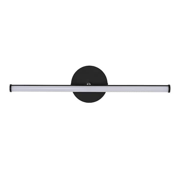 Emerson 20.25 in. 1-Light Modern Industrial 360-Degree Rotatable Aluminum Integrated LED Vanity Light, Black