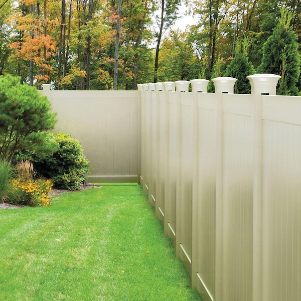 5 in. x 5 in. x 8.5 ft. Sand Vinyl Fence Line Post