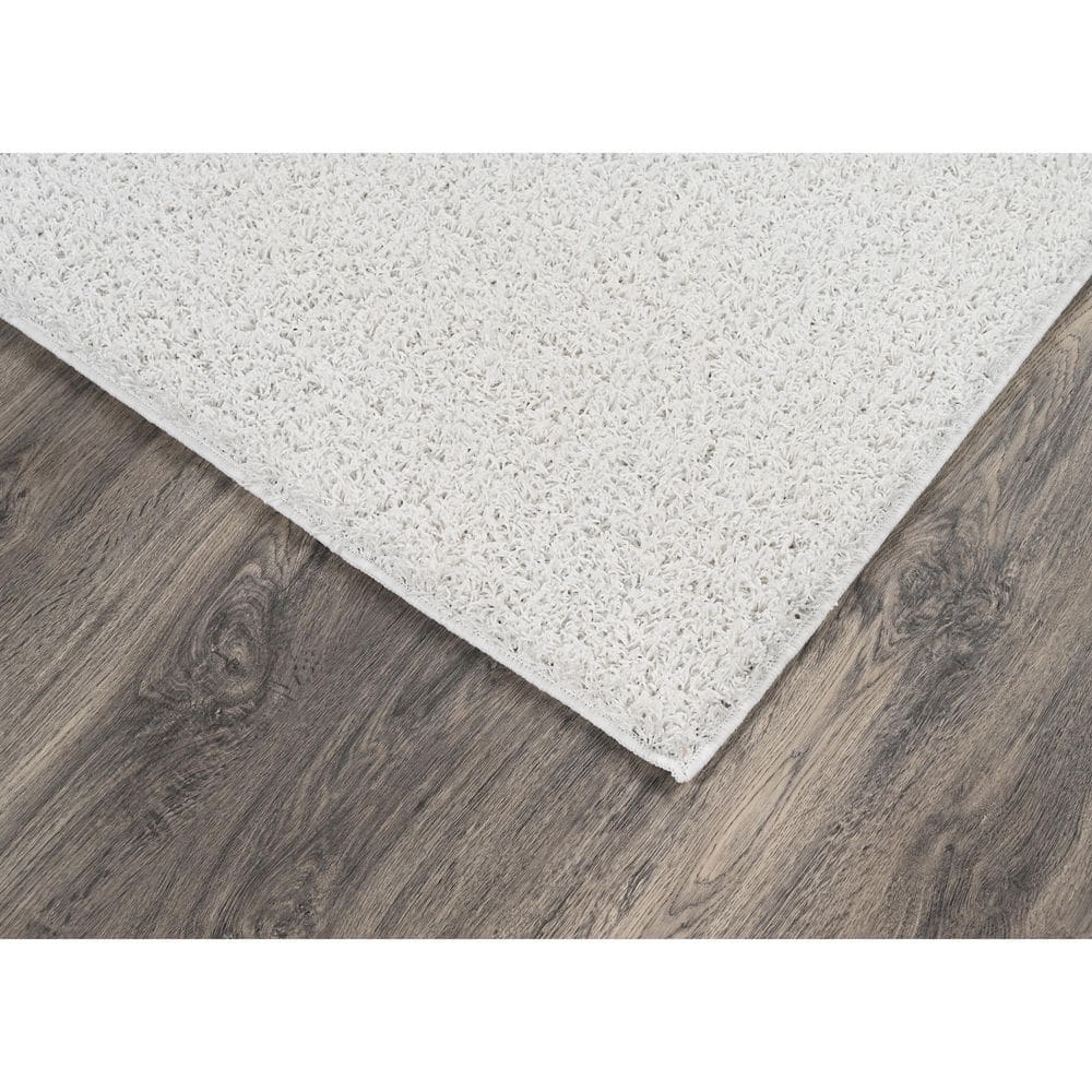 Plush White Tufted Shag Area Rug 9' x 12' with Non-Slip Backing