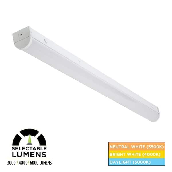 4 ft. Commercial Integrated LED White Shop Light 120-277V Selectable 3000/4000/6000 Lumens, CCT 3500K 4000K 5000K