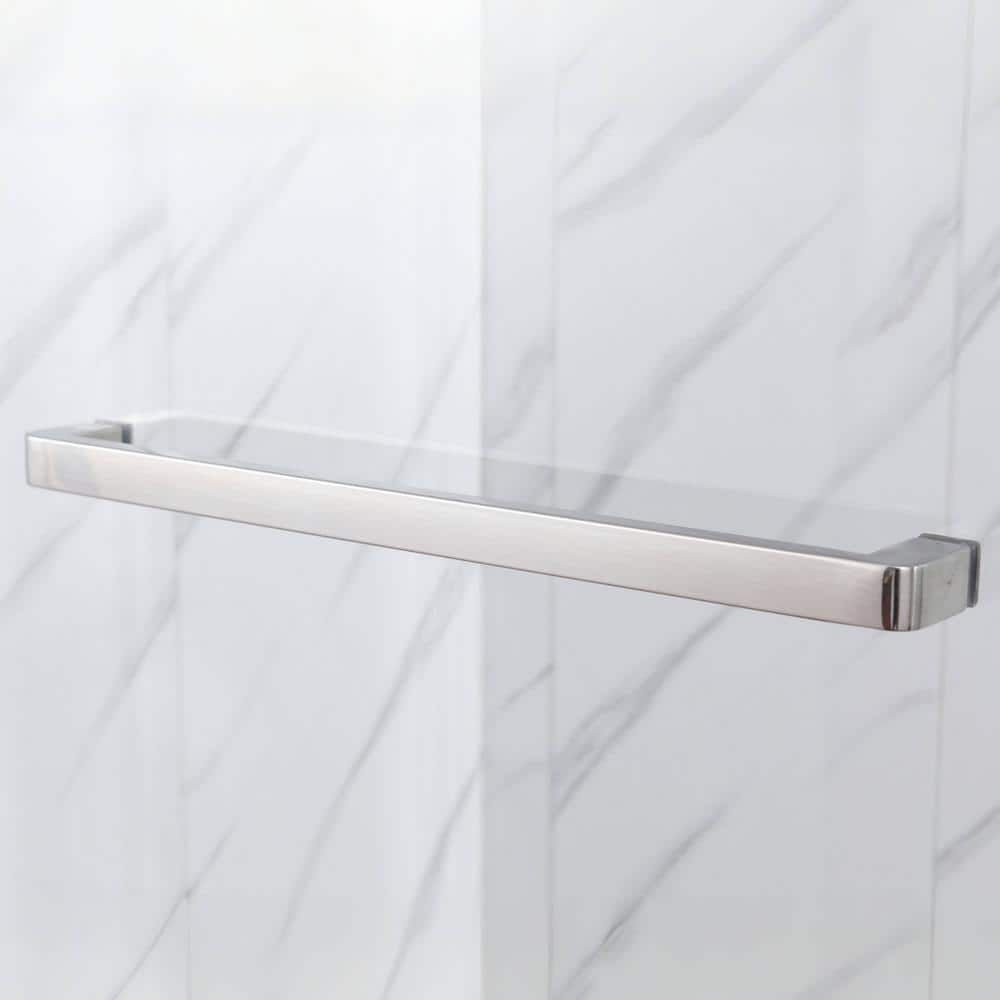 Frameless Brushed Nickel Sliding Shower Door with Clear Tempered Glass