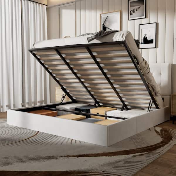 マットレス bubob326 Queen Size PU Upholstered Bed, Headboard with LED Light