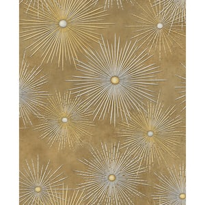 Catwalk Starburst Metallic Gold and Rust Paper Strippable Roll (Covers 56.05 sq. ft.)
