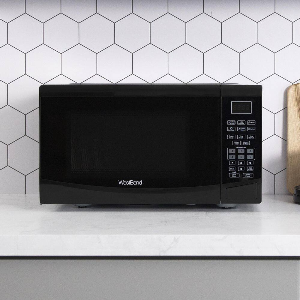 West Bend Compact Black 900-Watt Microwave Oven with LED Light
