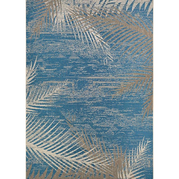 Couristan Monaco Tropical Palms Ocean 8 ft. x 11 ft. Indoor/Outdoor Area Rug