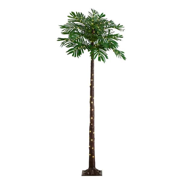 Nearly Natural 6 ft. UV Resistant Lighted Artificial Palm Tree with 206 Warm White LED Lights (Indoor/Outdoor)