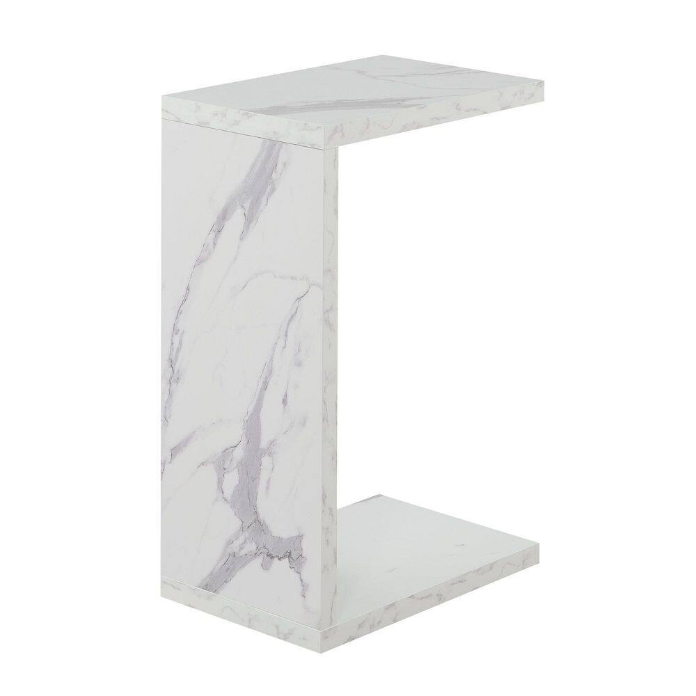 Photos - Storage Combination Northfield Admiral 18 in. W White Faux Marble C-Shape End Table R4-0494