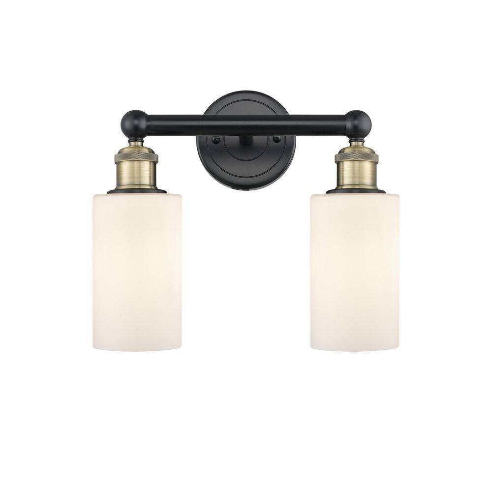 Clymer 12.88 in. 2-Light Black Antique Brass Vanity Light with Glass Shade price history on PriceWatchPro