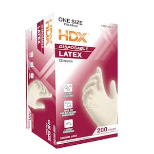 Disposable 1-Size Fits All Latex Gloves 9.5 in. White (200-Count)