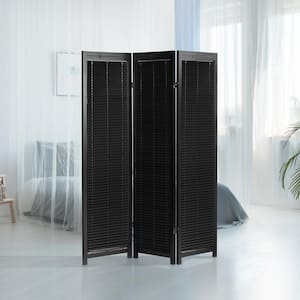 Black 6 ft. Tall Adjustable Shutter 3-Panel Room Divider