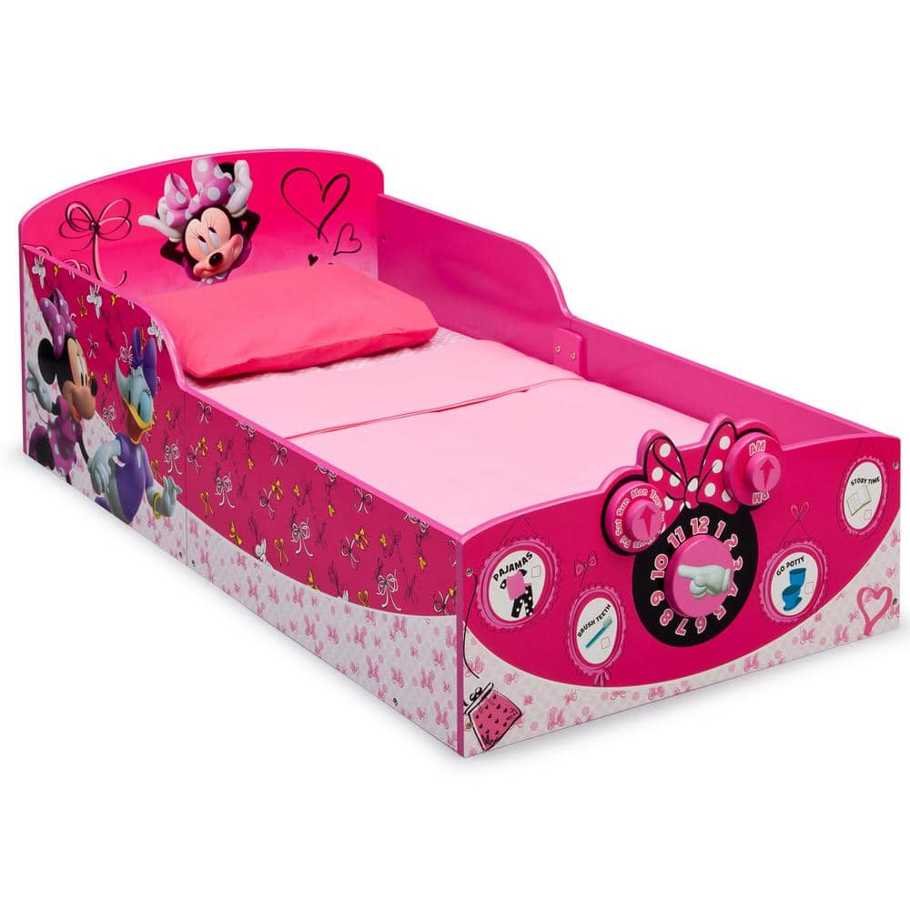 Delta Children Minnie Mouse Interactive Wood Kids Toddler Bed, Image Wrap -  BB86930MN-1061