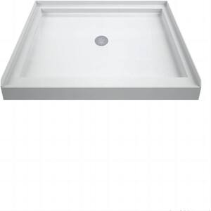 60 in. L x 36 in. W Alcove Shower Pan Base with Center Drain in White