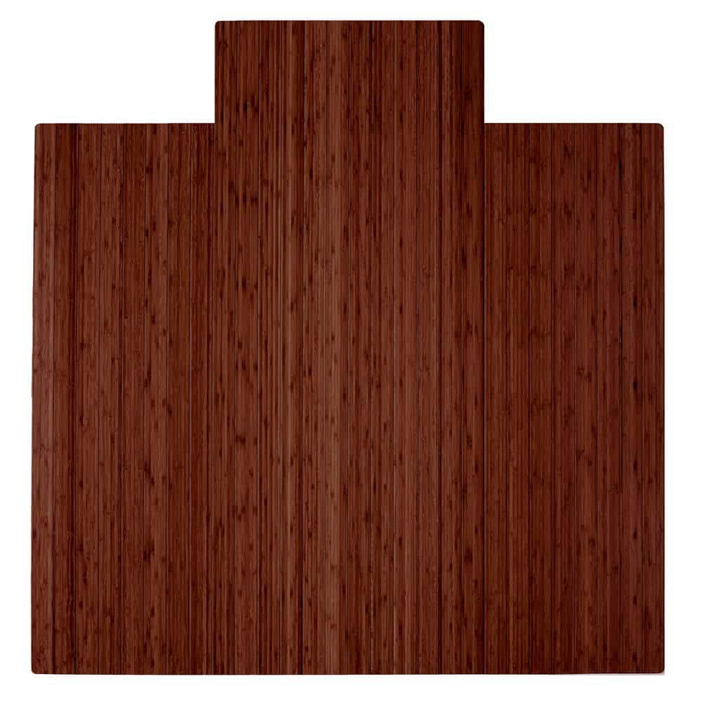 Walnut 55 in. x 57 in. Bamboo Roll-Up Chair Mat with Lip