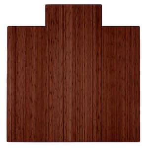 Walnut 55 in. x 57 in. Bamboo Roll-Up Chair Mat with Lip