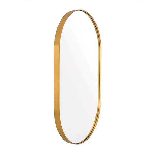 ANDY STAR 33 in. W x 1 in. H Modern Oval Wall Hanging Gold Bathroom Mirror