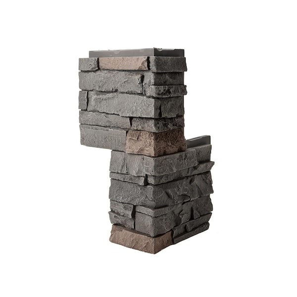 GenStone Stacked Stone Coffee 24 in. x 12 in. Faux Stone Siding Outside Corner Panel