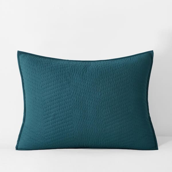 The Company Store Company Teal Cotton Standard Quilted Sham