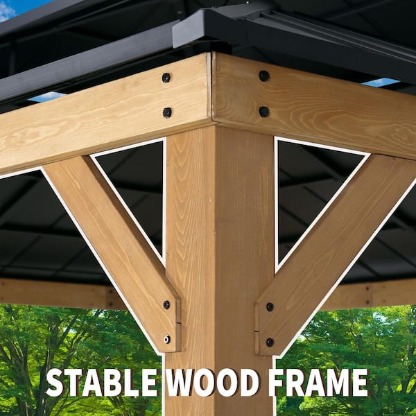 MeetLeisure 11 ft. x 13 ft. Outdoor Patio Wood Framed Gazebo with
