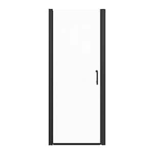 32 in. to 33-3/8 in. W x 72 in. H Semi-Frameless Pivot Shower Door in Matte Black Finish with Clear Glass