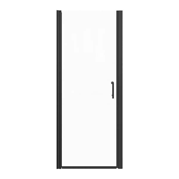 RAINLEX 32 in. to 33-3/8 in. W x 72 in. H Semi-Frameless Pivot Shower Door in Matte Black Finish with Clear Glass
