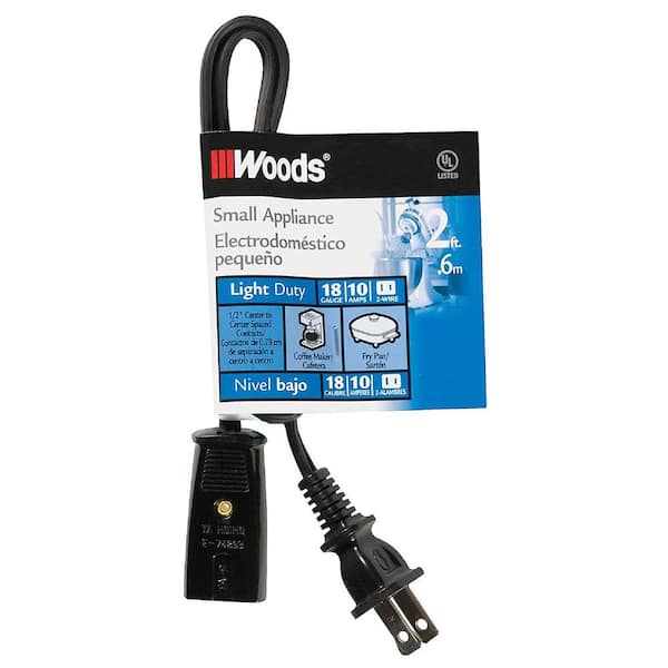 Woods 2 ft. 18/2 2-Wire 293 HPN Appliance Power Cord