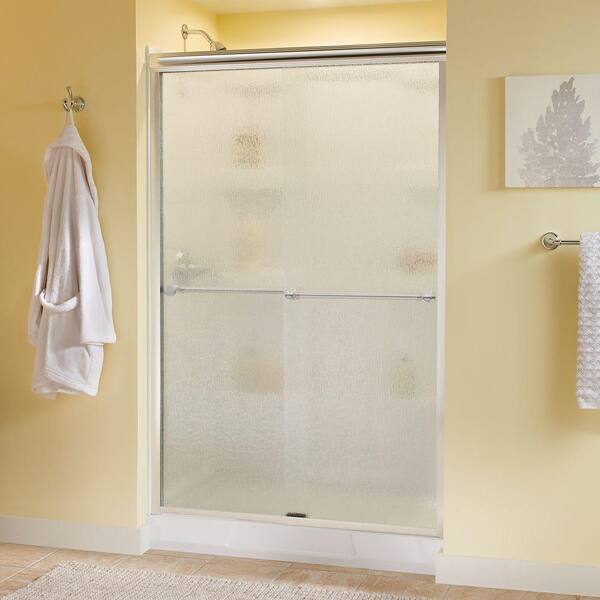 Delta Silverton 48 in. x 70 in. Semi-Frameless Traditional Sliding Shower Door in Chrome with Rain Glass