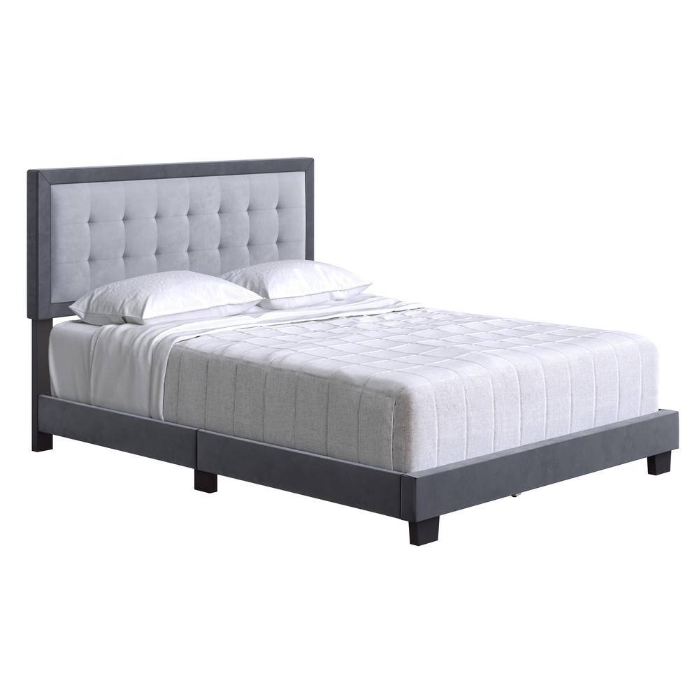 Elegant Full/Double Velvet Upholstered Platform Bed with Tufted Headboard