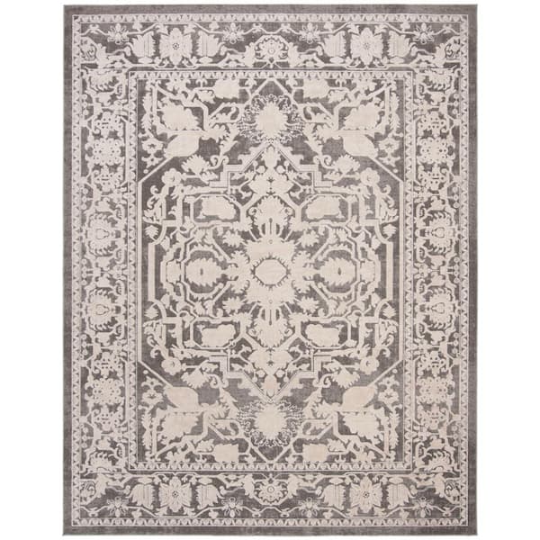 SAFAVIEH Reflection Dark Gray/Cream 8 ft. x 10 ft. Border Floral Area Rug