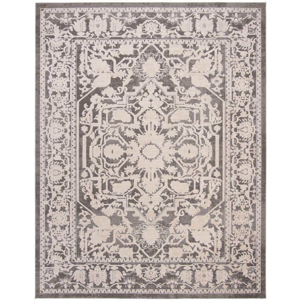 SAFAVIEH Reflection Dark Gray/Cream 9 ft. x 12 ft. Border Area Rug