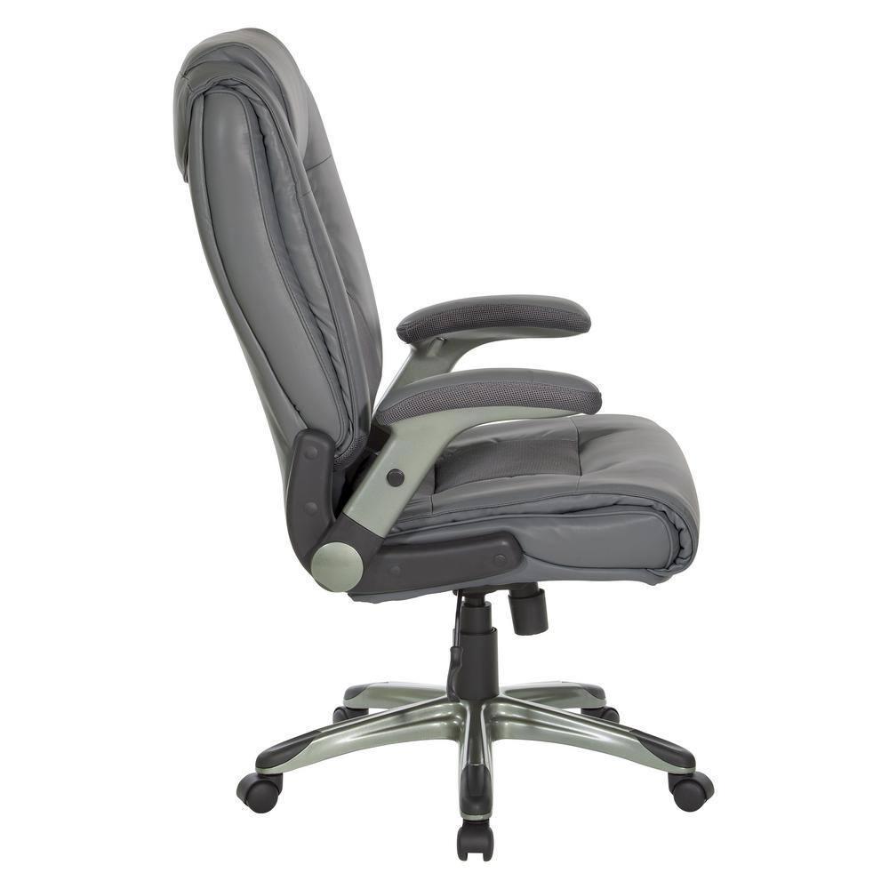 Charcoal Grey Executive Leather Office Chair with Adjustable Arms