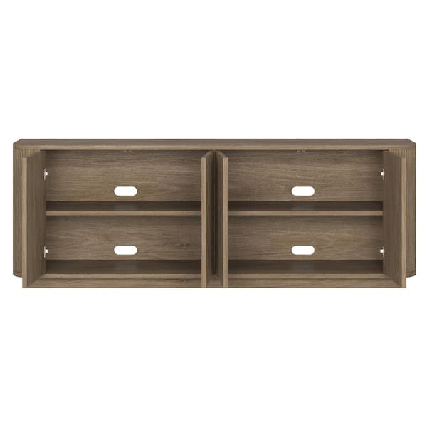 woody press（TH2）32BRN Alderbrook 65in Walnut And Black Credenza | Whalen Furniture