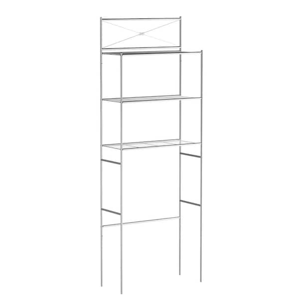 Zenna Home 23.25 in. W Cross-Style Bathroom Space Saver in Satin Nickel