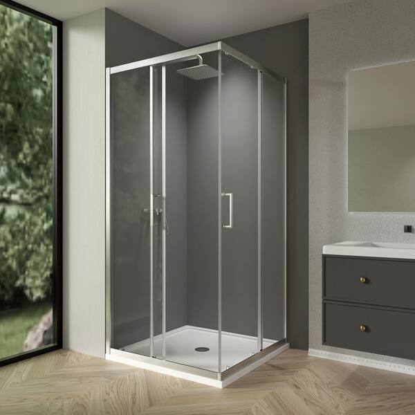 imperiol 36 in. D x 36 in. W x 72 in. H Double Sliding Framed