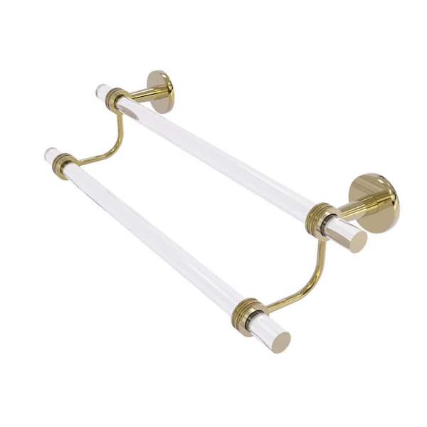 Allied Brass Clearview 18 in. Wall Mounted Double Towel Bar with Dotted Accents in Unlacquered Brass
