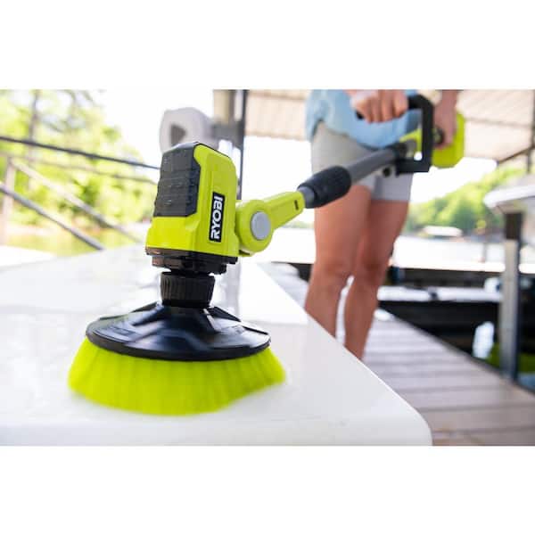 Ryobi P4500K One+ 18V Cordless Telescoping Power Scrubber Kit with 2.0 Ah Battery and Charger