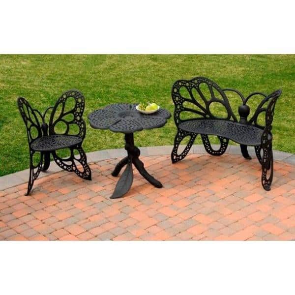 Black Cast Aluminum Armless Patio Chair